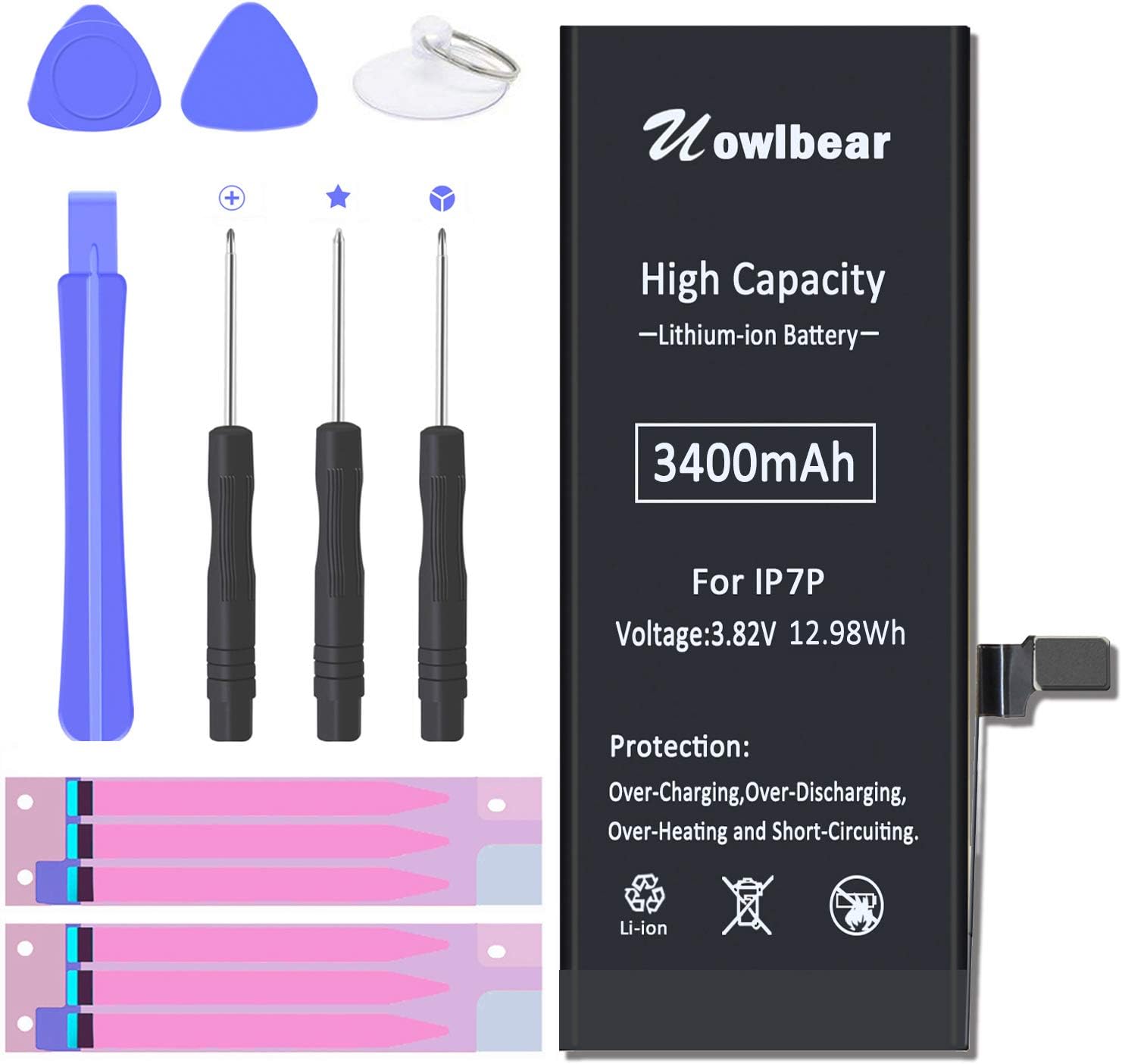 uowlbear 3400mAh Replacement Battery for IP 7 Plus A1661 A1784 A1785 with Complete Replacement Kits 0 Cycle -High Capacity 3 Year Warranty