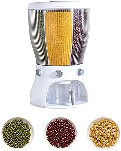 Yimeezuyu Rotating Classification Rice Bucket 4-Grid Rice Storage Dry Grain Food Storage Box 10L Moisture-Proof Rice Dispenser Food Dispenser