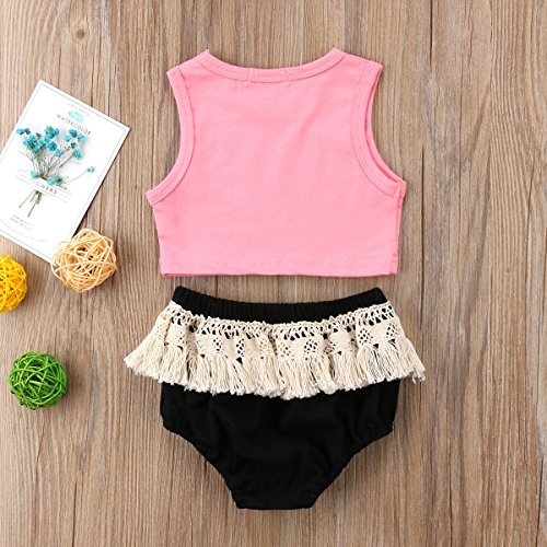 image for Biayxms Infant Toddler Baby Girl Beach Babe Top and Tassel Shorts Pant