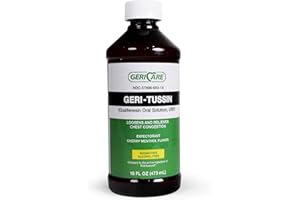 GeriCare Geri-Tussin Guaifenesin Oral Liquid Solution, Sugar-Free, Alcohol-Free Cough and Cold Relief Syrup, Helps Clear Chest Congestion, 16 Ounce Bottle (Pack of 1)