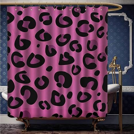 Amazon Houselook ホットピンクリバーシブルポリエステルシャワーカーテン 抽象的な渦巻き模様と形状パターンと鮮やかなピンク色の防水生地シャワーカーテン ホットピンク マゼンタピンク W69 X L75 Inch シャワーカーテン ホーム キッチン オンライン通販