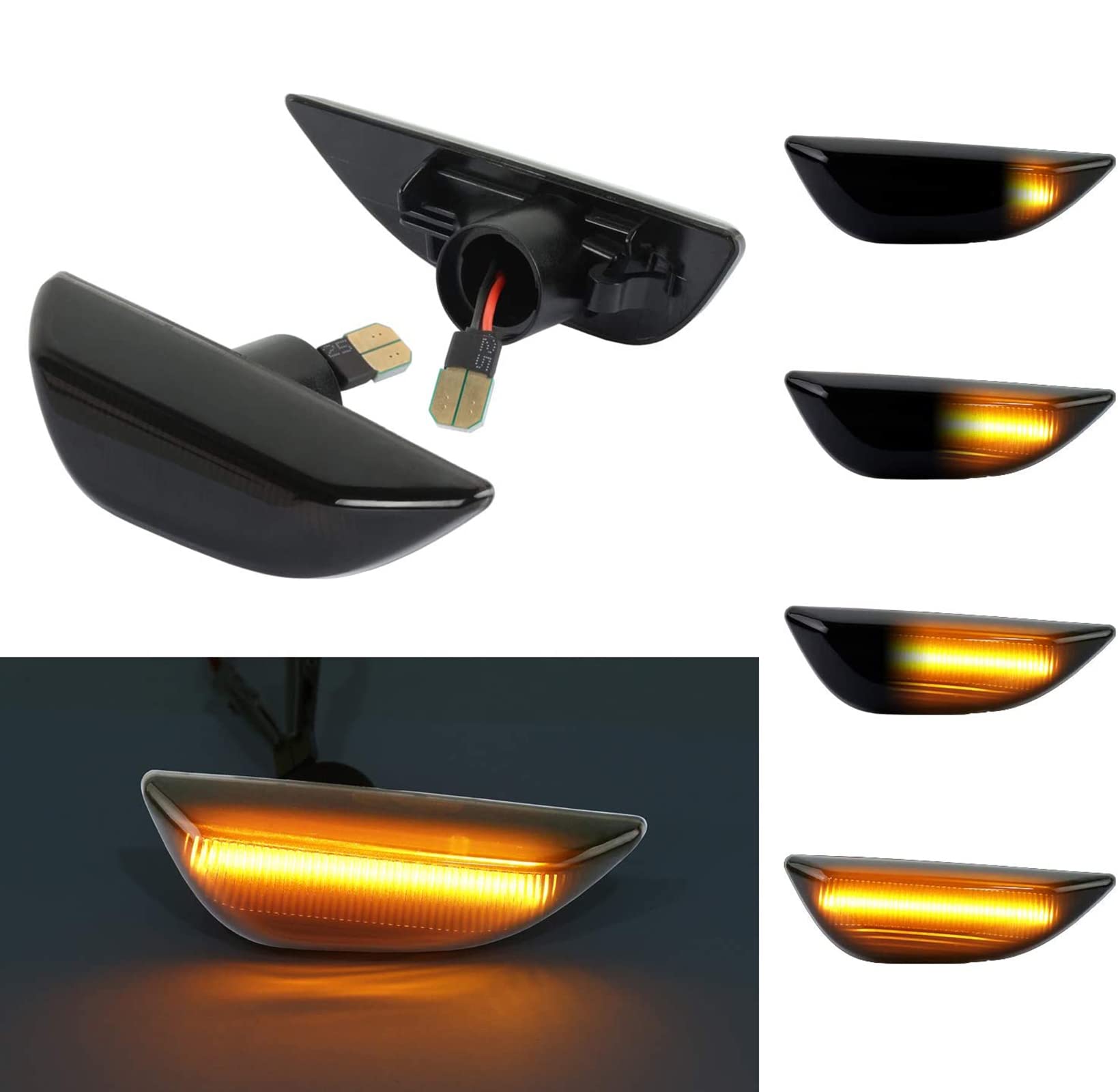 OZ-LAMPE LED Dynamic Side Indicator for V-auxhall O-pel Mokka 2012-2016 Mokka X 2016~ Chevrole-t Trax 2013~, Side Indicator Flowing Side Marker Repeater, Smoke Lens, 2PCS