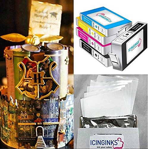 Icinginks Exclusive Cake Printer Package - Cake Wireless Image Printer, 10 Flexible Frosting Sheets, 100 Wafer Papers & Set of 5 Cake Ink Cartridges