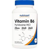 Nutricost Vitamin B6 (Pyridoxine HCl) 25mg, 240 Capsules, Gluten Free | GMO-Free, Vegetarian Friendly