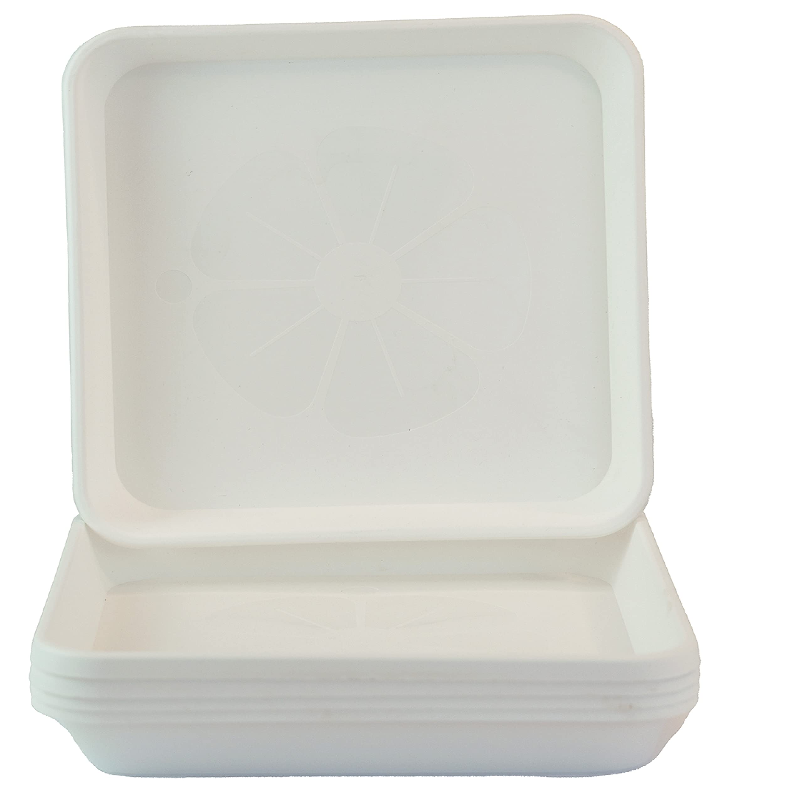 Home Garden Ornaments Square Plant Pot Saucers, Drip Tray – Set of 10 Plastic Garden Pots Trays for Outdoor and Indoor Plant (White, 24cm)
