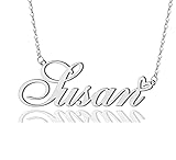 AOLO Susan Heart Name Necklace Silver Stainless