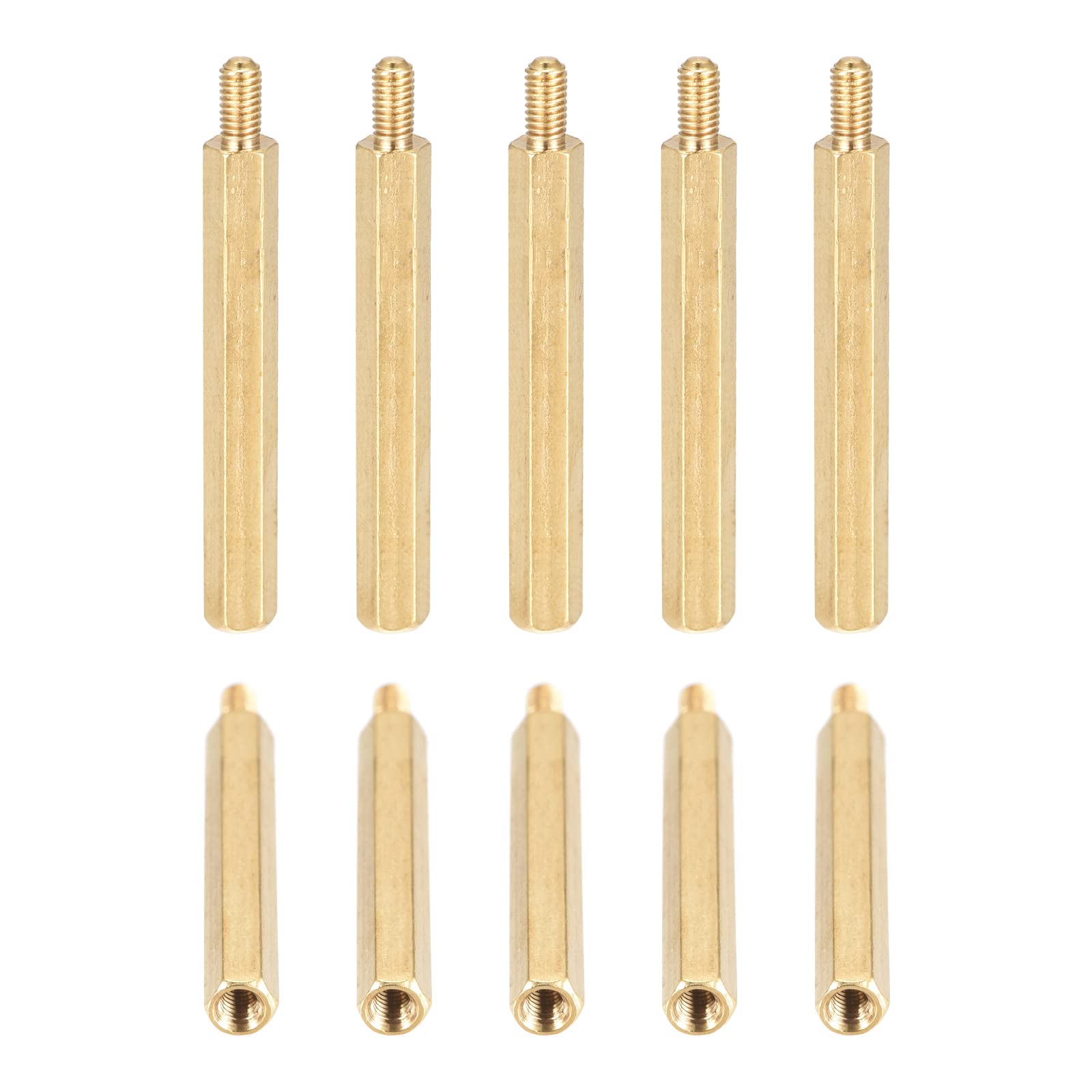 DTGN M3x35x6mm(DxHLxML) - Brass Hex Standoff -20Pack- Good for Electronic Machine - Male to Female Spacer Screw Nuts