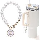 LUHOHI Letter Charm for Stanley Cup，Pearl Chain Accessories Stanley Cup Initial Charms for Handle Stuff Decor Water Bottle Jewelry Tumbler Cute Simple Modern Personalized Name ID Decorations (Z)