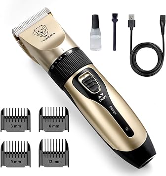 Rabbitgoo Tondeuse Chien Professionnelle Kit Toilettage Chien Poil Long Epais Tondeuse Chat Silencieuse Rasoir Pour Chien Rechargeable Sans Fil Pet Grooming Cilpper Avec 4 Peignes Pour Animal Or Amazon Fr Animalerie