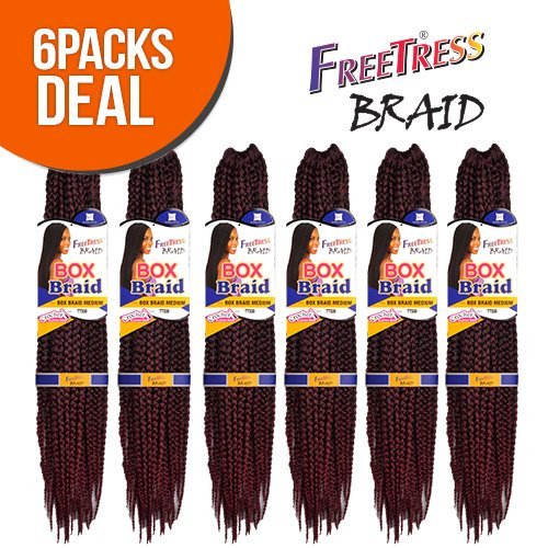 FreeTress Synthetic Hair Crochet Braid Medium Box Braids (6-Pack, 1)