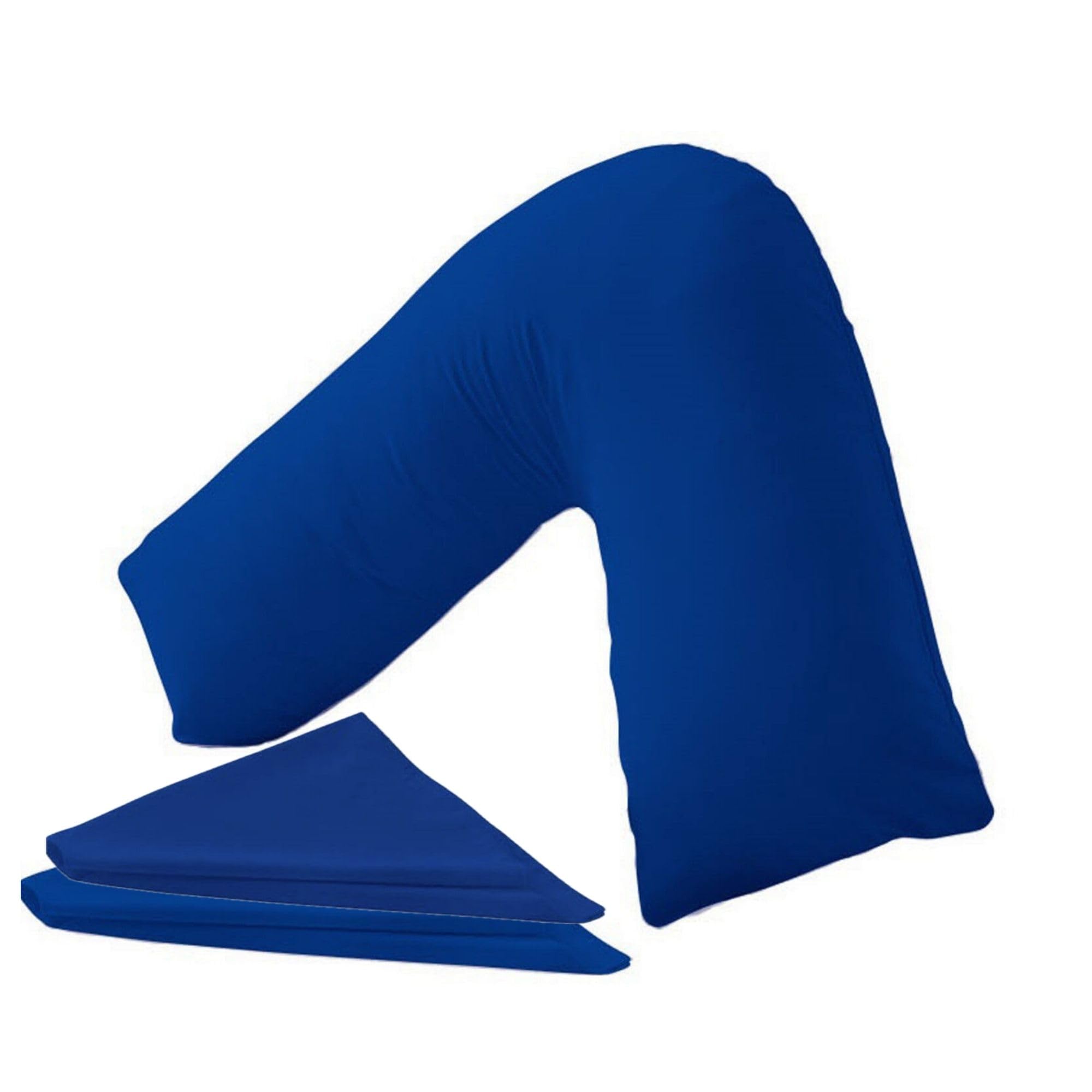 NURBAY V Shaped Pillowcase cover 100% Polycotton V pillow case cover - Neck & Back Support Orthopaedic Pregnancy Nursing V shape Pillow case cover only - Envelope Closure (Royal Blue)