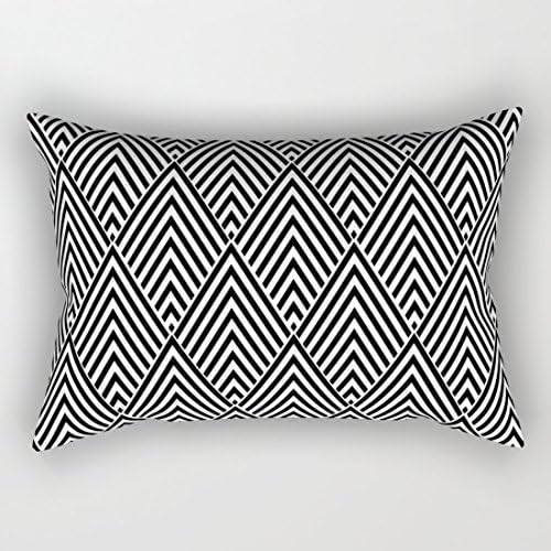Ploekdu Black and White Triangles Rectangle Throw Pillow Covers Decorative Cushion Covers 12 x 20 Living Room Couch Decor