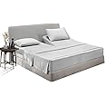 SGI bedding 36" King Split Top Flex Head Sheet 100% Egyptian Cotton Sheet Set 1000 Thread Count Flex Top Sheet for Adjustable Bed 4Pc Sheet Set 18" Deep Pocket for Sleep Number Bed - Light Grey