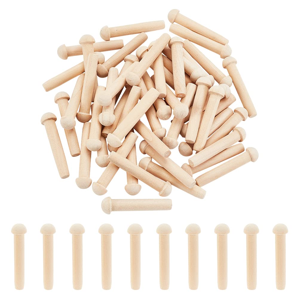 OLYCRAFT 50pcs Mini Wooden Axle Dowel 47mm Unfinished Wood Dowel Mushroom Wooden Dowel 8mm Hole for Wooden Wheel for DIY Wooden Wheel Trian Car Craft Supplies