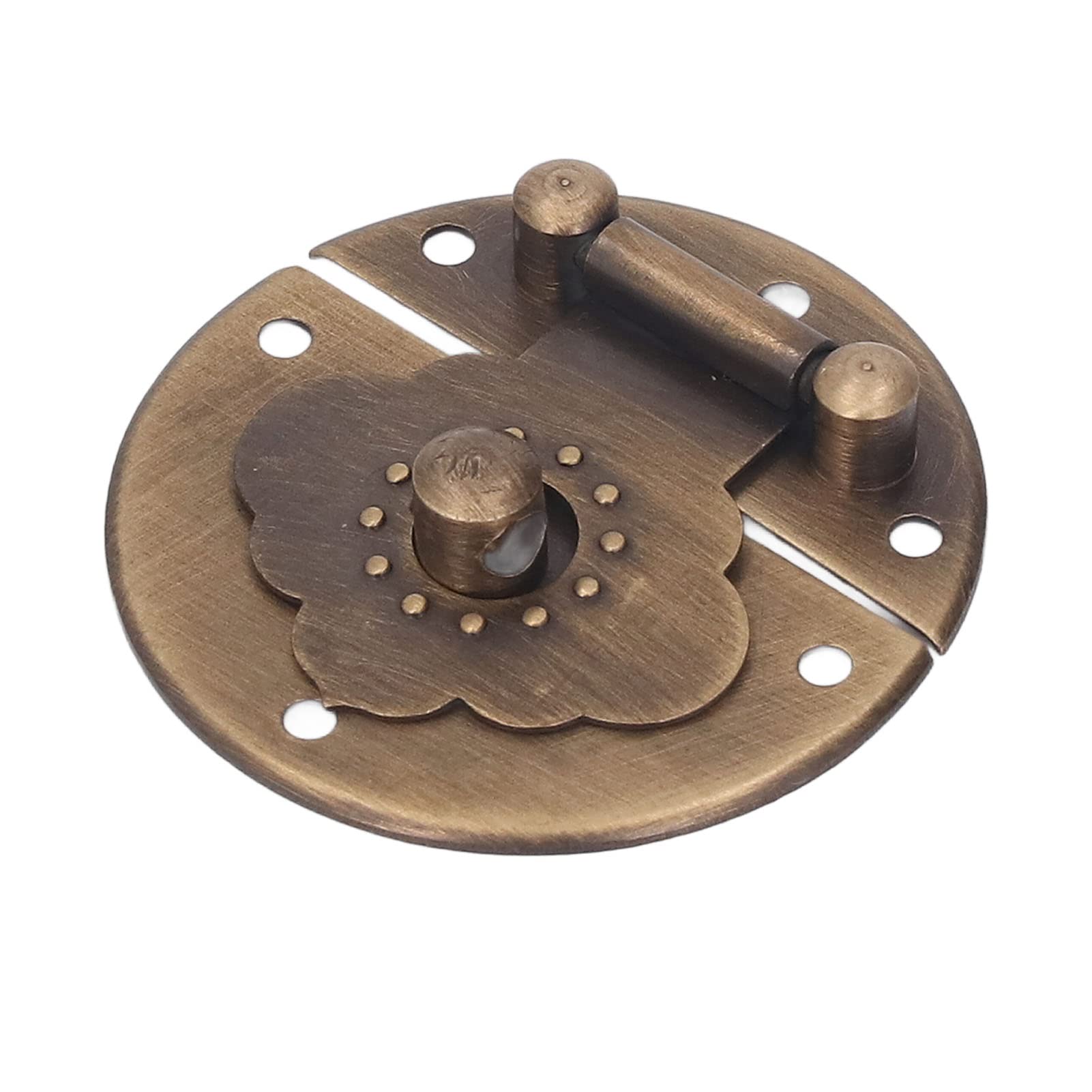 Decorative Hasps, Brass Round Embossing Copper Hasp Oval Hinges for Wedding Card Boxes Wine Boxes Hardware Antique (Bronze Color)