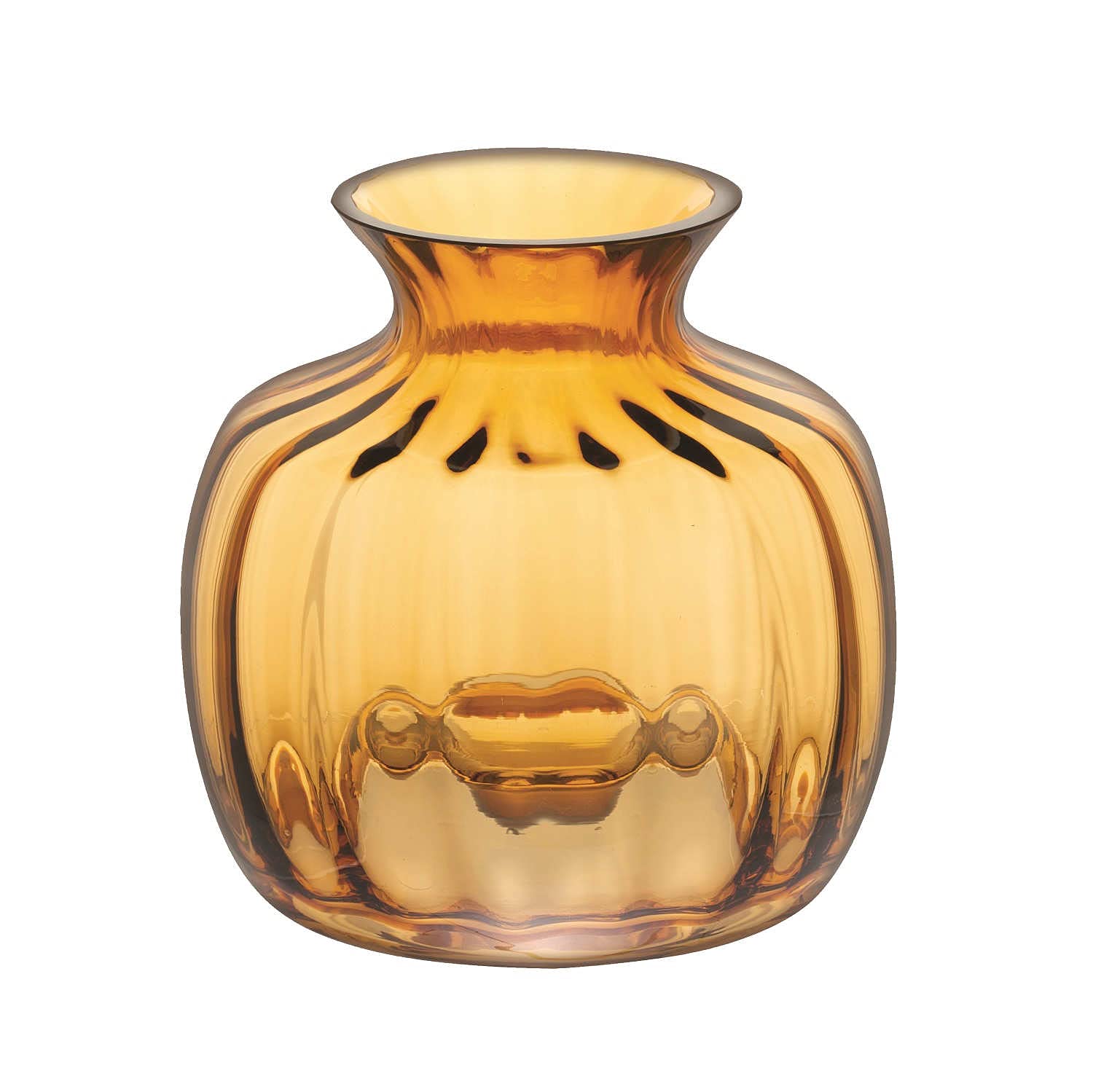 Dartington Crystal Cushion Small Vase Amber, Single | Amber | Indented base to help retain or splay out stems | 128mm (h) | Vases that make the perfect home décor addition | Gift for family or friends