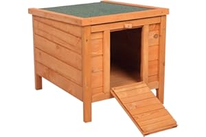 AMZOSS Cat House Outside, Weatherproof Wooden Bunny Rabbit Cat Hutch Outdoor Pet Cage Shelter Feral Cat House, Small Pet House and Habitats