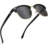 RayGaze Polarized Sunglasses for Men Women–UV Blocking Retro Semi-Rimless Shades for Driving & Outdoors