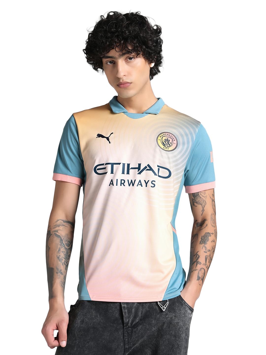 PUMA Men’s Manchester City FC 2024/25 Replica Definitely City Jersey - Pink - Size: L