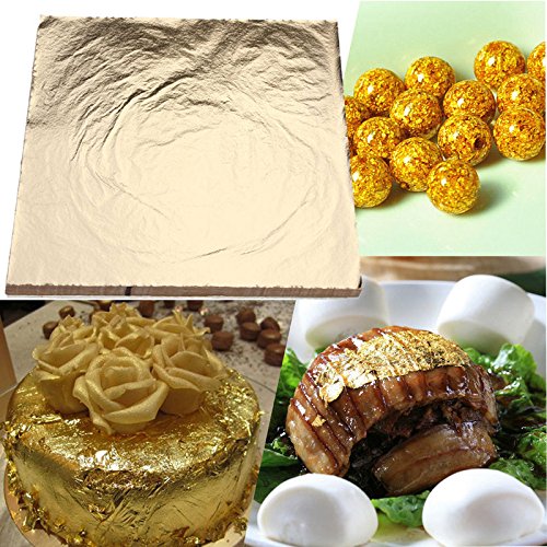Crafts Metalworking 50 Sheets 24K Pure Genuine Edible Gold Leaf Foil