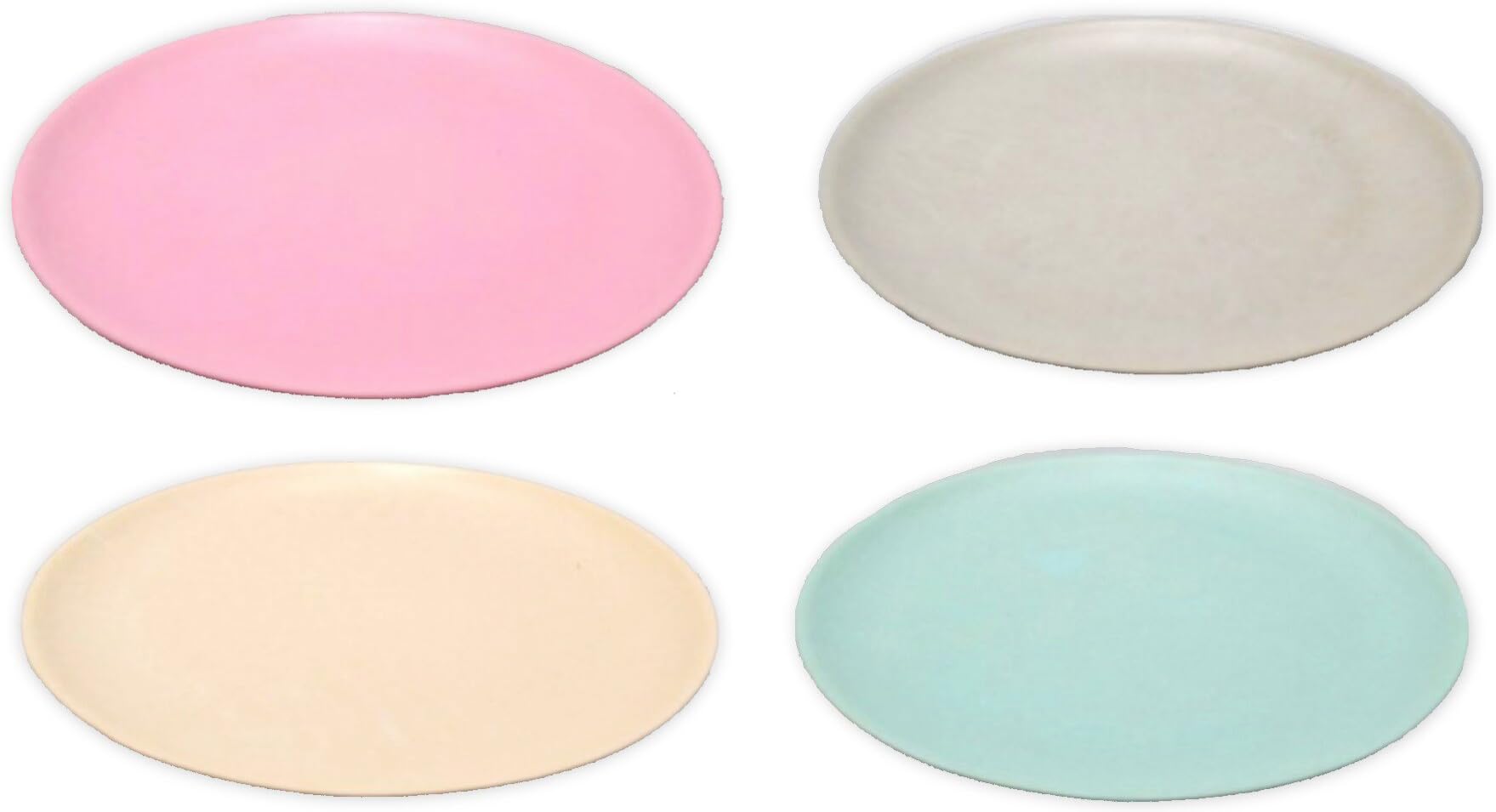 Bamboo Camping Tableware, Plates, Cups, Bowls, Pastel Colours Set Of 4 Durchmesser 20 cm