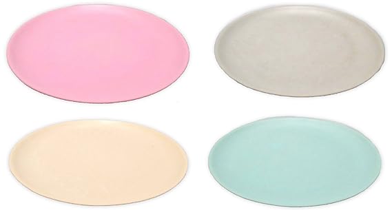 Bambus Geschirr Campinggeschirr Teller Trinkbecher Schüsseln Pastell Farben 4 Stück Set Auswahl, Größe:Durchmesser 20 cm