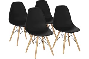 Giantex Dining Chairs, Pre Assembled Mid Century Modern Dining Chairs, with Wood Legs, Armless Kitchen Chairs, Shell Lounge P