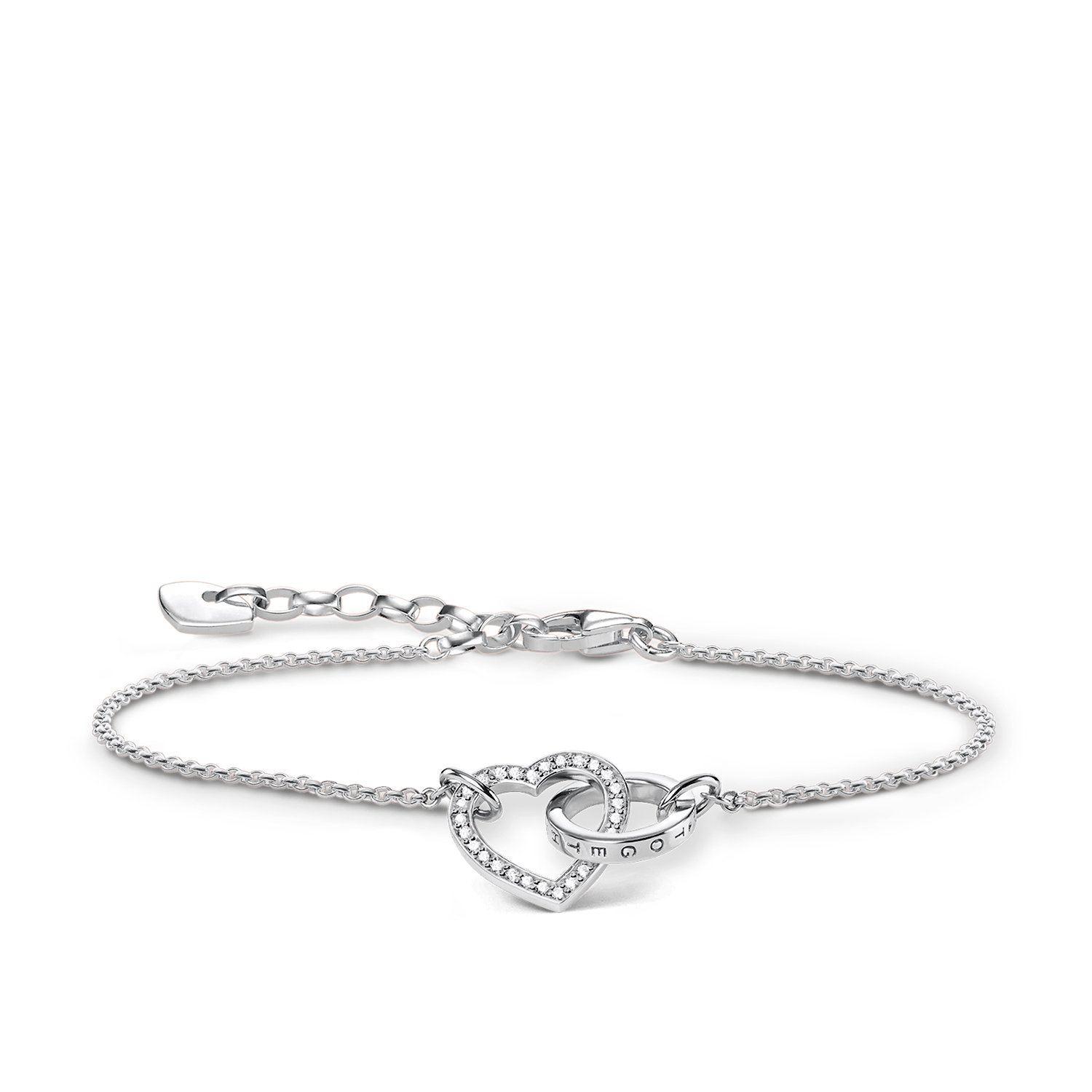 Thomas Sabo Women Bracelet Forever Together Heart Zirconia 925 Sterling Silver A1648-051-14-L19v