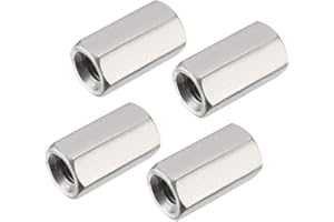 uxcell M8 X 1.25-Pitch 24mm Length 304 Stainless Steel Metric Hex Coupling Nut, 4pcs