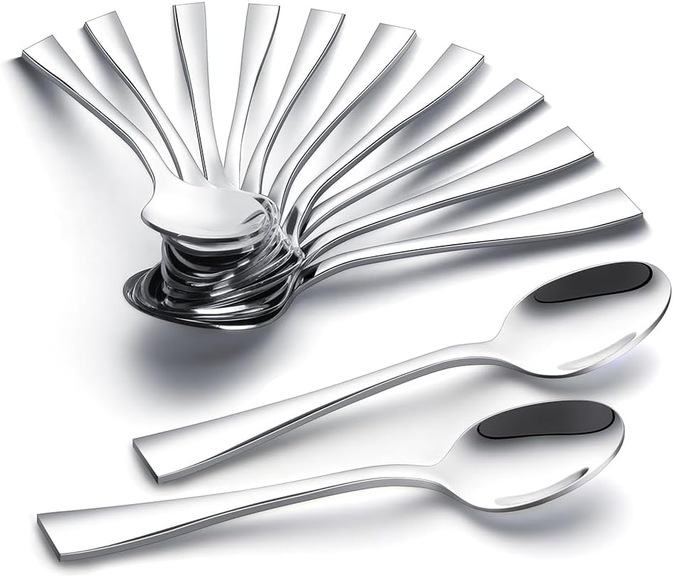Teaspoons Set of 12, 5.1inch Stainless Steel Dessert Spoons, Dishwasher Safe Mirror Polishing Spoon Set for Coffee, Dessert, Tea, Appetizer