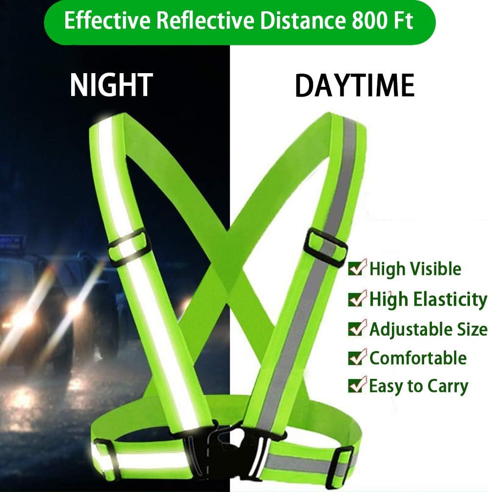 Reflective Vest, Reflective Glow Belt with 2Pack Reflector Armbands, Adjustable Elastic Safety Vest Outdoor Reflective Belt High Visibility, Ultralight & Comfy for Running, Jogging, Walking, Cycling, : Sports & Outdoors