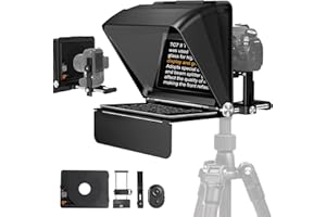 LENSGO Teleprompter for Camera DSLR/SLR,7.9’’Mini Prompter APP Compatible with iOS/Android for YouTube/Online Teaching/Interview/Live Streaming,Support 24-35MM Wide-Angle Lens Shooting
