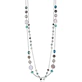 Noessla Layered Long Necklaces for Women Crystal Beaded Statement Necklace Sweater Silver Chain with Gifts Box Jewelry