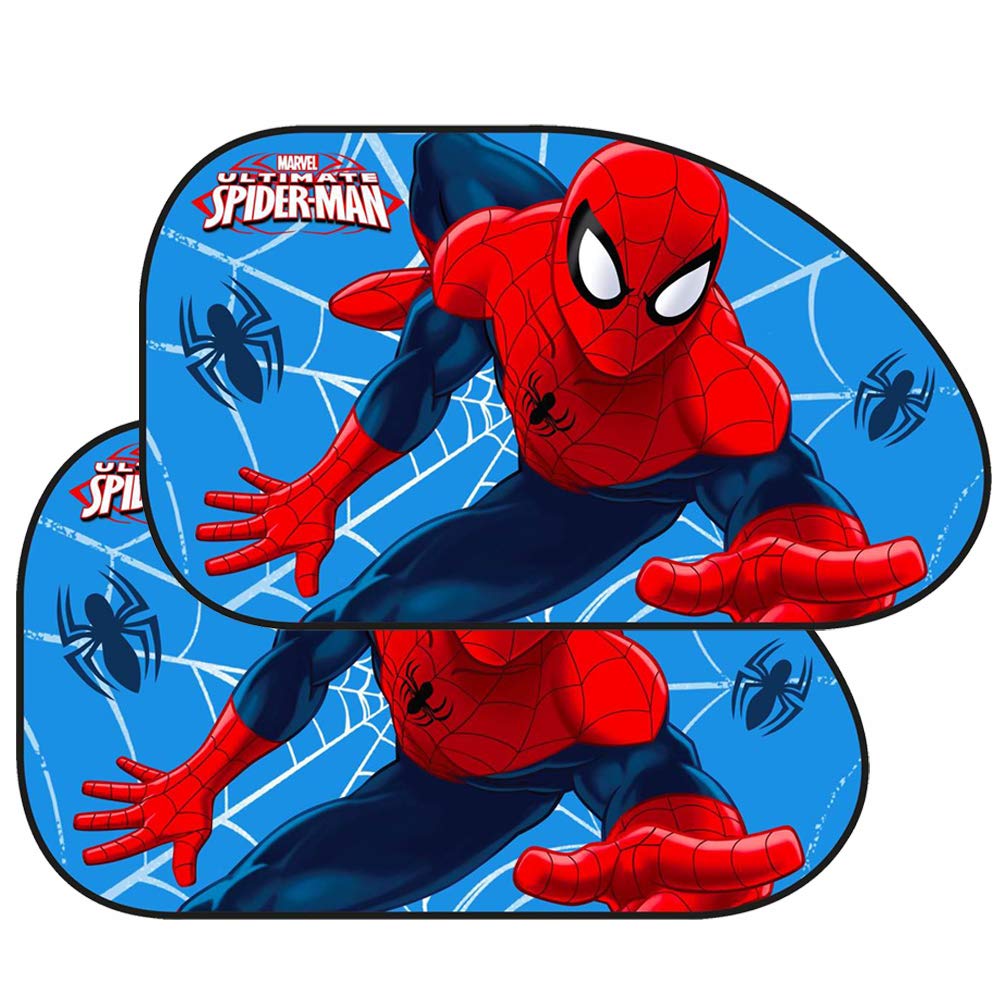 2 x Marvel SpiderMan 65x38cm Visor, Child/Kids Sun Shades with Suction Cup for Car/Jeep Windows