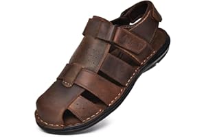 Arkbird Men's Sandals, Closed Toe Leather Fisherman Outdoor Hiking Sport Shoes Summer