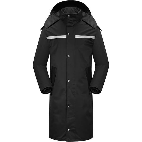 Ubon Mens Long Rain Coat Waterproof with Hood, Lightweight