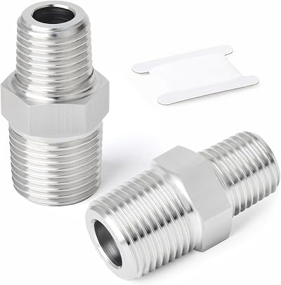 ERGAOBOY 2 Pcs Stainless Steel 304 Male Reducing Hex Nipple 1/2 x 1/4 BSP