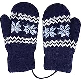 OVOY Baby Winter Soft Warm Knit Mittens Double Fleece Lined Knit Elastic Cuff Gloves for 0-2 Years Old