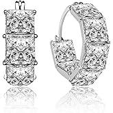 Sparkling Cubic Zirconia Hook Earrings for Women, 4 Front & 2 Inner Stone Dangle Earrings, Hypoallergenic Lightweight, Day to Night Jewelry Gift for Brides, Bridesmaids