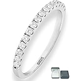 Luxfine 0.4 ct D Color VVS1 Clarity Moissanite Wedding Band, Lab Created Diamond 925 Sterling Silver Half Eternity Engagement Anniversary Band Gift for Women (with Gift Box)