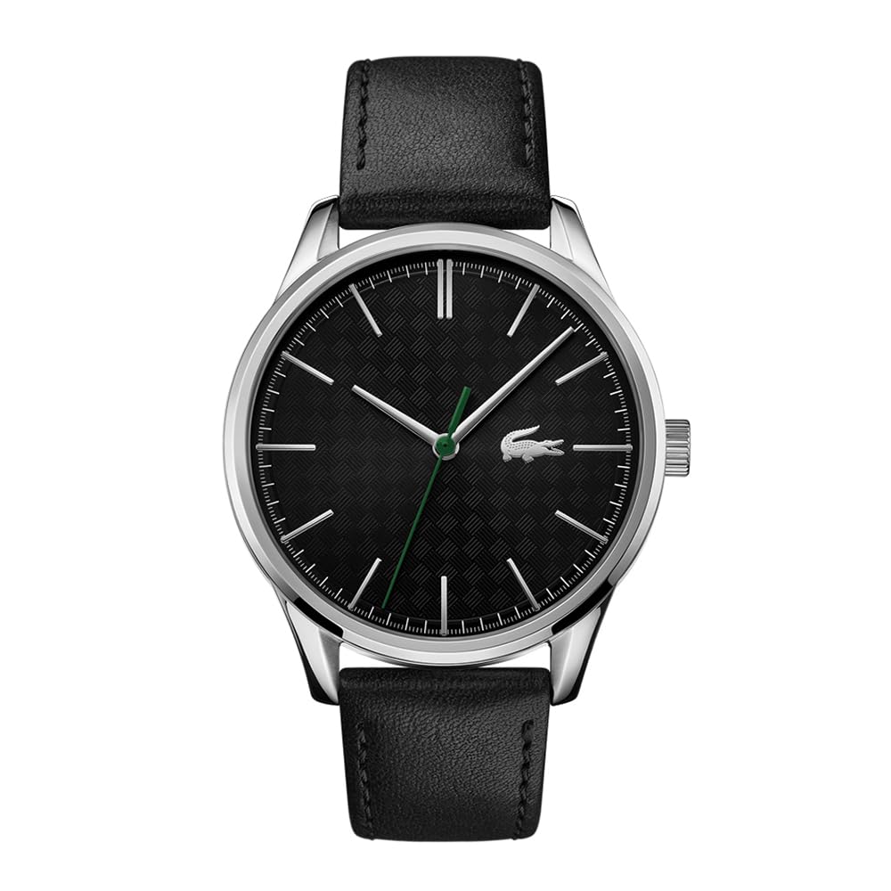 Lacoste Analogue Quartz Watch for Men Vienna Collection with Black Leather Strap - 2011047