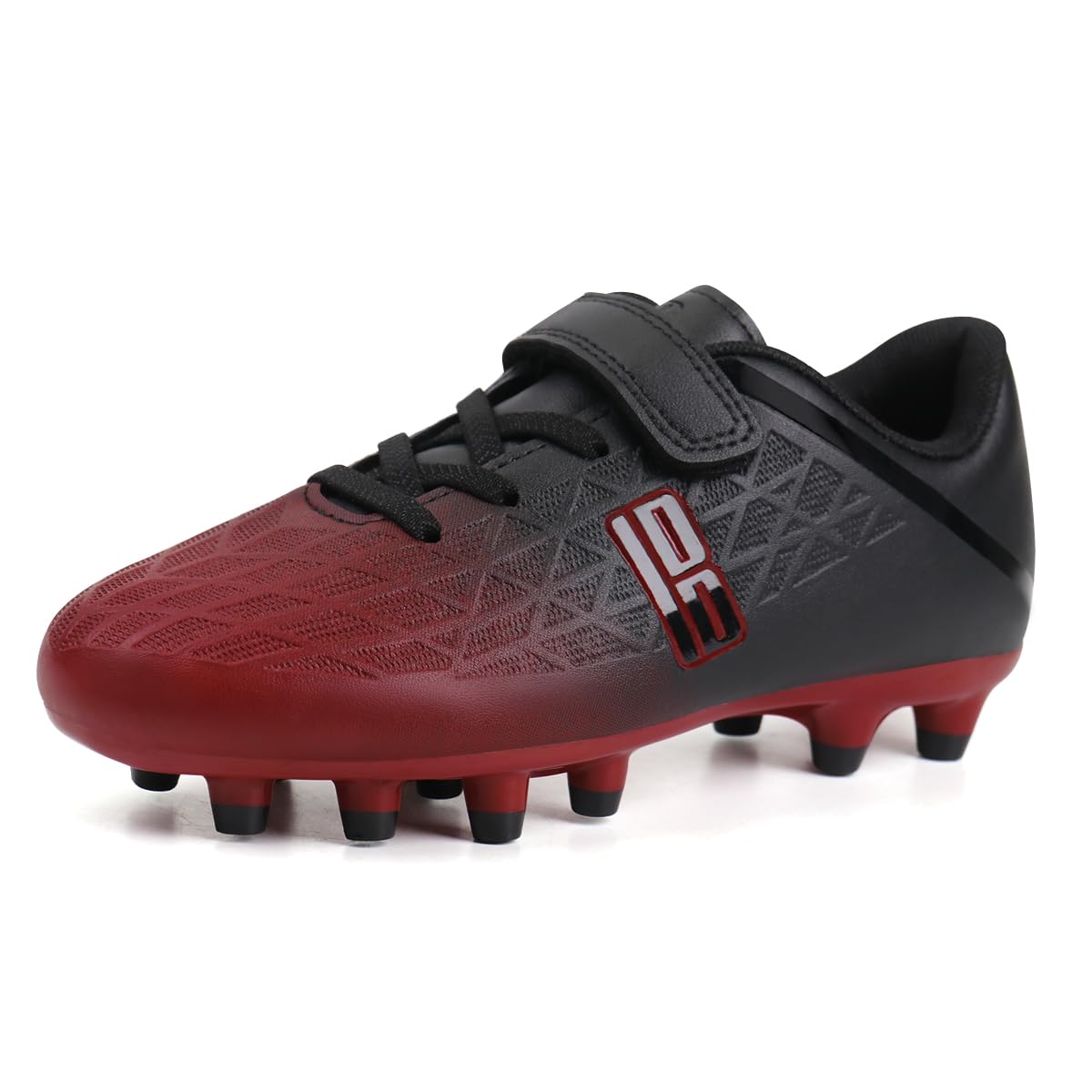 Photo 1 of brooman Kids Firm Ground Soccer Cleats Boys Girls Athletic Outdoor Football Shoes (3.5,Black Red)