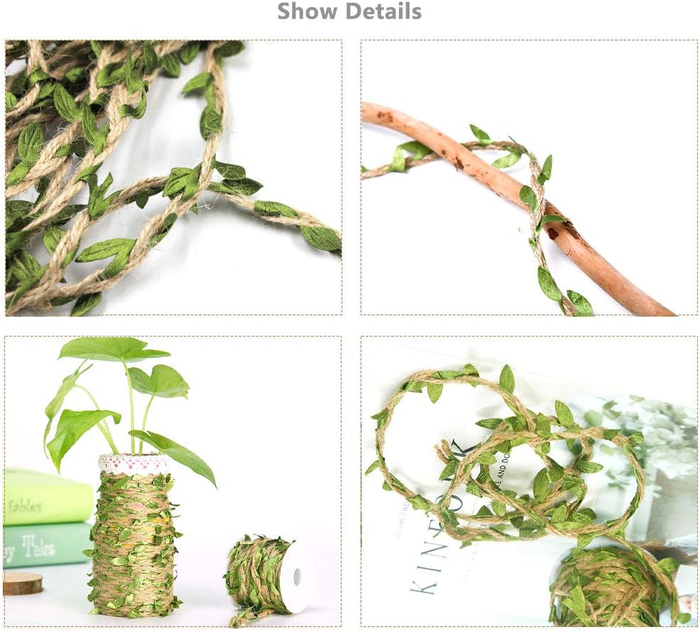 GZGXKJ YHYX 2 Rolls Artificial Vine Leaves Decoration for Wedding/Party/Home/Garden/Garland Crafts DIY, Green Leaf Twine - Image 4