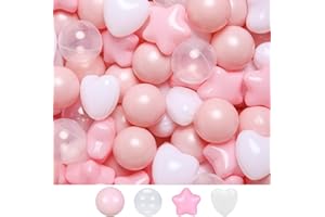 TRENDPLAY Ball Pit Balls Star and Heart Shapes for Toddlers - 100 Count Plastic Balls for Ball Pit Fun and Play, Different Shapes