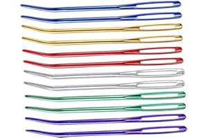 FOMIYES 12pcs Multi-function Aluminum Yarn Needles with Large Eyes, Wear-resistant Curved Sewing Needles