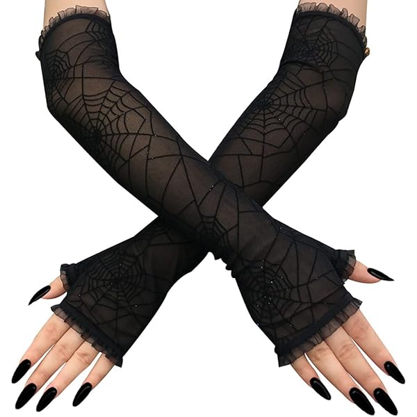 Amazon.com: Soochat Women's Spider Web Lace Fingerless Glove