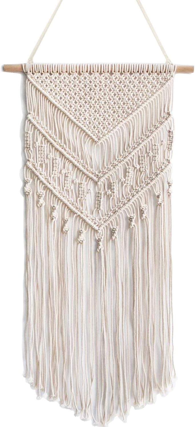 Oululu Macrame Wall Hanging - Cotton Rope Woven Tapestry Boho Chic Home Decoration, 14" W x 33" L
