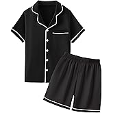 Mikrdoo Girls Pajamas Set Soft Silk Satin Pajamas 2 Piece Short Sleeve Sleepwear Gifts for Kids Size 3-14 Years