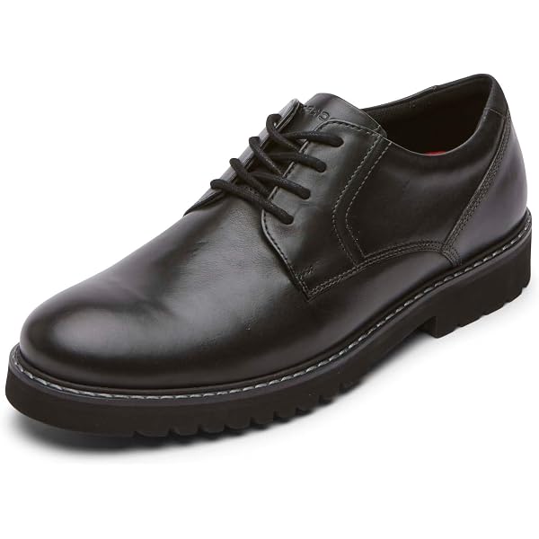 Rockport Northfield Leather – Scarpe Derby Stringate Uomo In Pelle Impermeabile, Nero, 44.5 EU