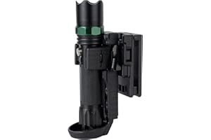 TACNEX Quick Release Flashlight Holder w/Duty Belt/MOLLE Vest Clip Tactical Torch Holster Rotatable Light Carry Case Support 